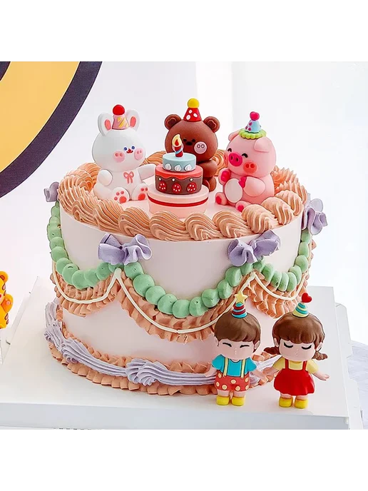 Нет бренда 3D фигурки животных для торта ПВХ 11 Gift Bear, коричневый, фото 2