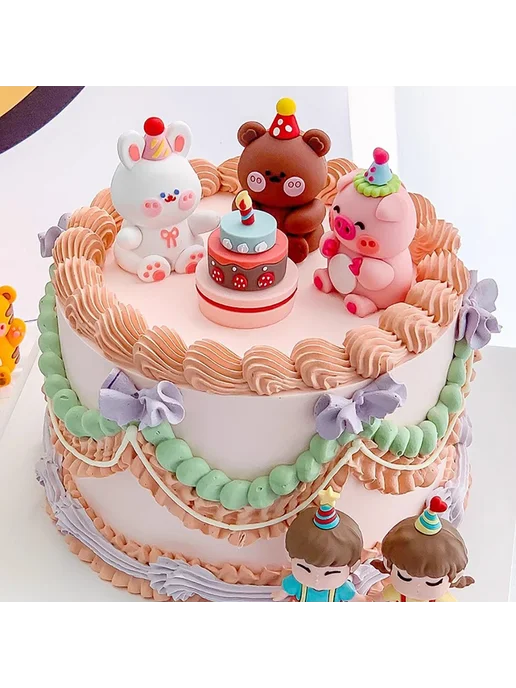Нет бренда 3D фигурки животных для торта ПВХ 11 Gift Bear, коричневый, фото 3