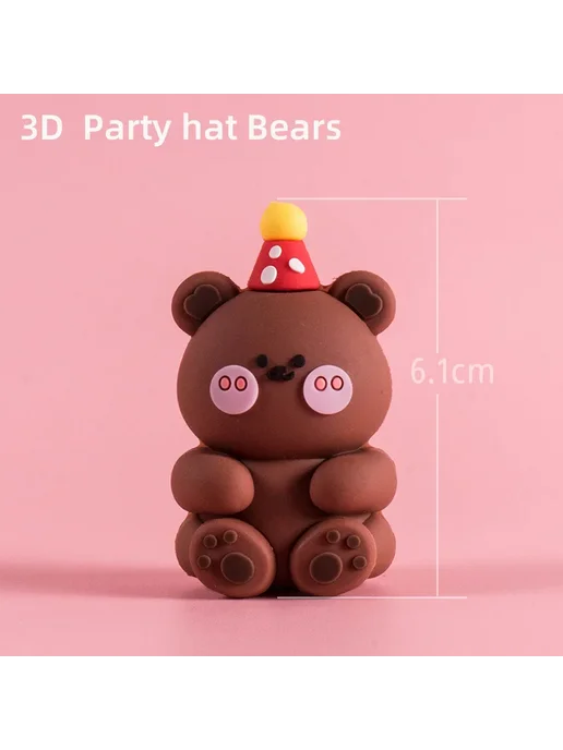 Нет бренда 3D фигурки животных для торта ПВХ 11 Gift Bear, коричневый, фото 6
