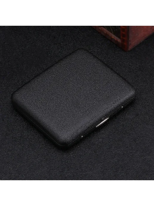 Нет бренда Металлический портсигар для сигарет Matte Black, черный