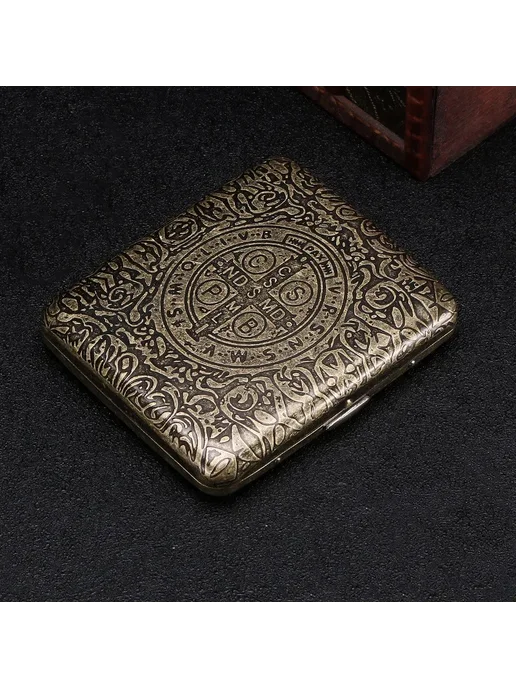 Нет бренда Металлический портсигар для сигарет Matte Black, для сигарет Constantine