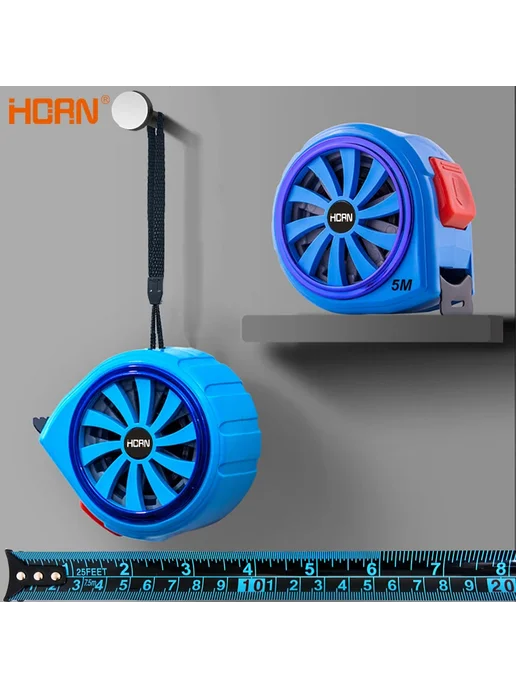 HORN Рулетка 5м*19мм, синяя, 5 м, синий, фото 2