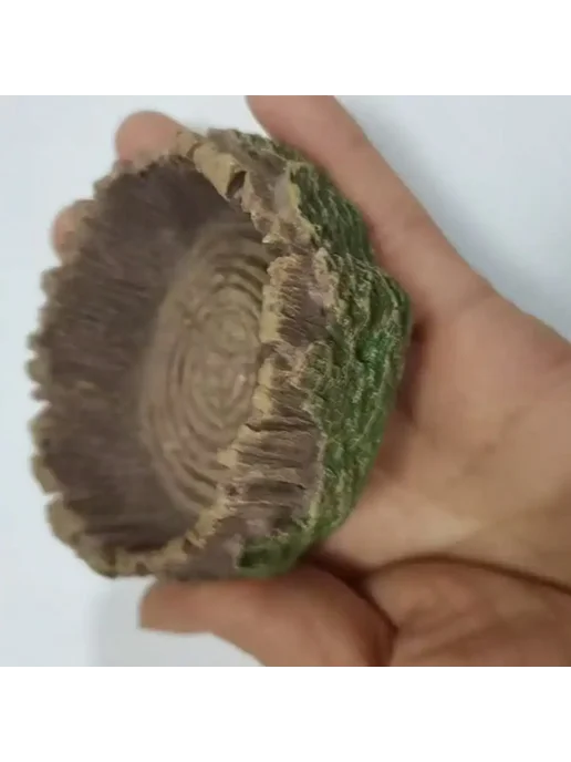 Нет бренда Чаша для воды в форме пенька для рептилий, смола Diameter 9C, коричневый, фото 3