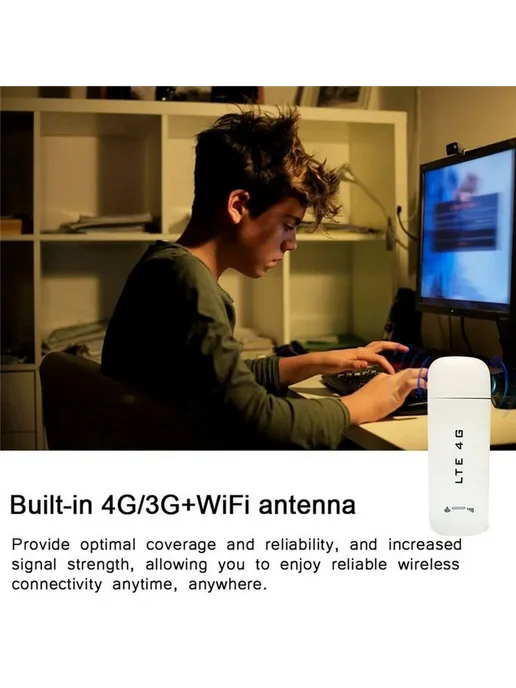 Wi-Fi модем-адаптер 4G LTE с SIM-слотом, белый, 4 г, фото 3