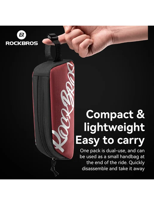 Rockbros Сумка-труба на велосипед, Бордовый, G009-3, красный, фото 4