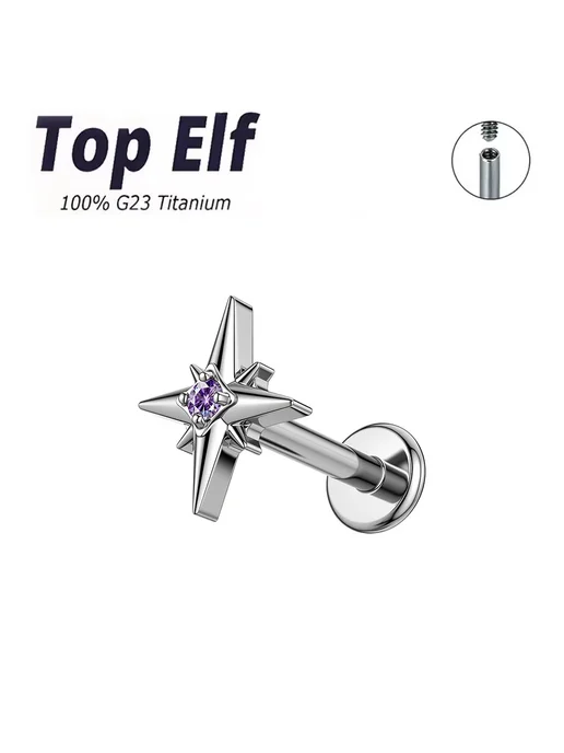 Нет бренда Лабрет Серьги-кресты G23 титан AB Zircon 16G 1.2x10mm Лицо, 16 г