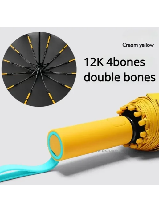 Нет бренда Зонт автоматический 12K 4bones double bones, серый, серый, фото 5