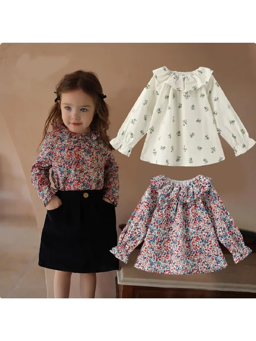 Colorful Childhood Детская блузка хлопок, цветочный принт, вариант, фото 2