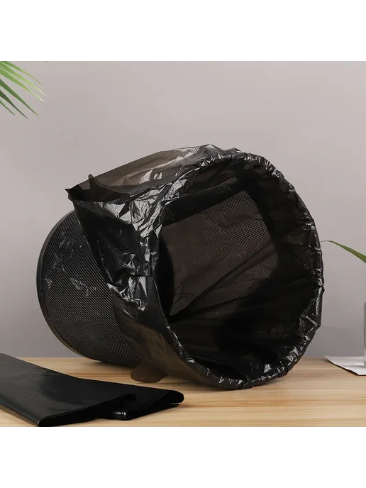 Нет бренда Черные утолщенные пластиковые мешки для мусора с ручкой 28x4, 32x5, фото 6