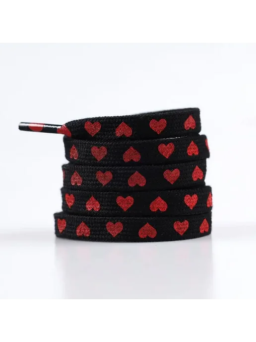 SMATLELF Шнурки для кроссовок с сердечками, 180 см, Black Red Love, черный