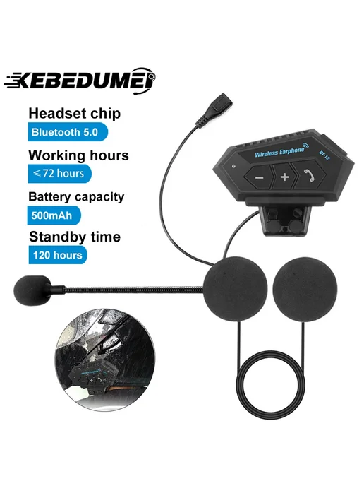 kebidumei Bluetooth гарнитура для шлема Y10 Hard Mic, черный, фото 2