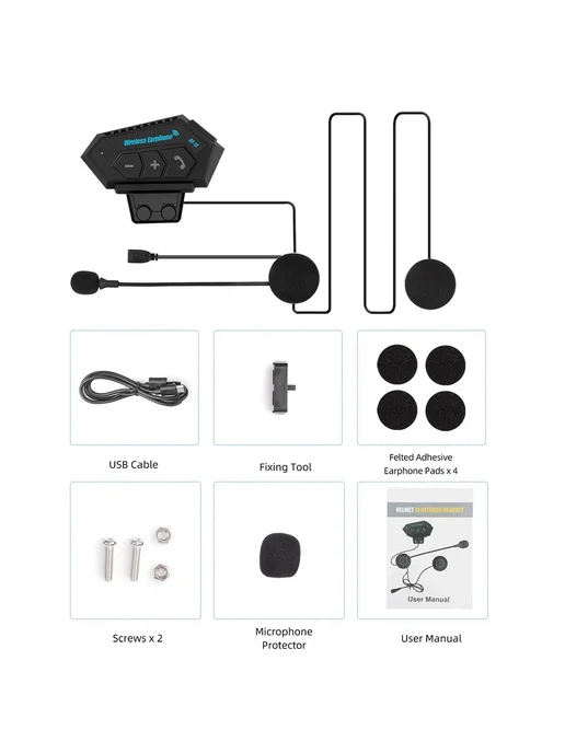 kebidumei Bluetooth гарнитура для шлема Y10 Hard Mic, черный, фото 7