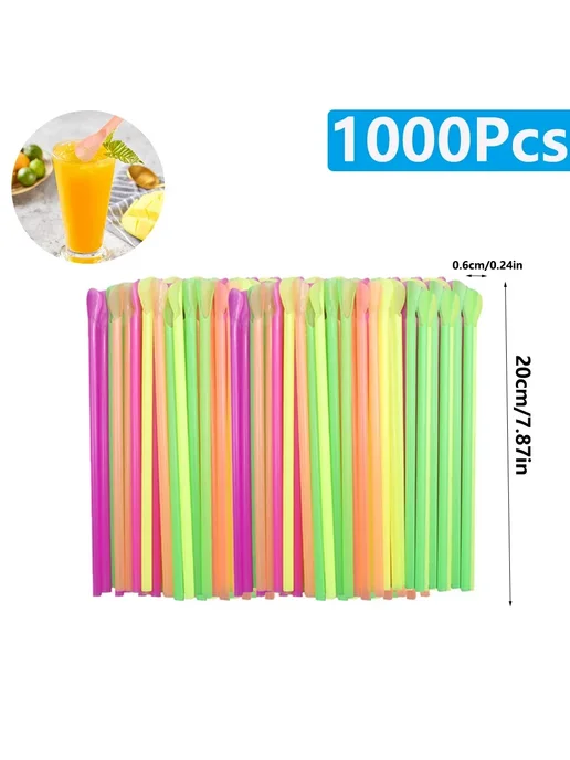 Нет бренда Клубничные ложки-соломинки для напитков 50Pcs Spoon Straws, 1000 шт