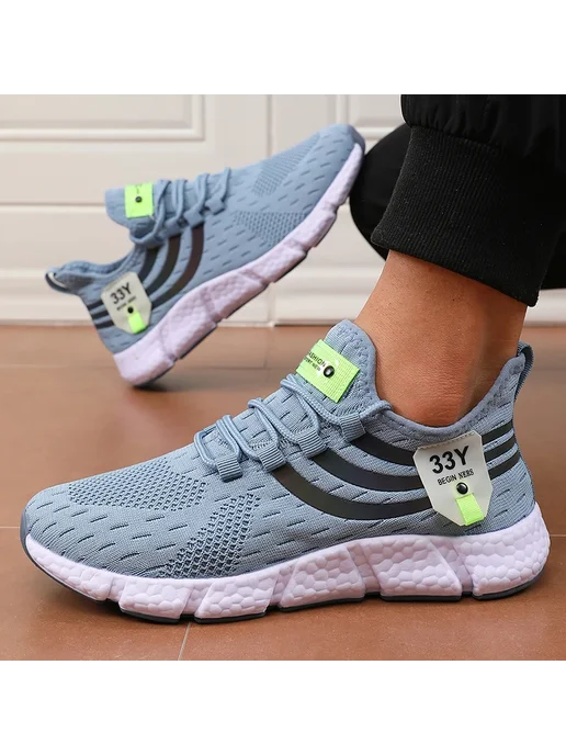 BIG RUNNING Мужская Спортивная Обувь, Легкая Дышащая Обувь С Сетчатым Ве, голубой