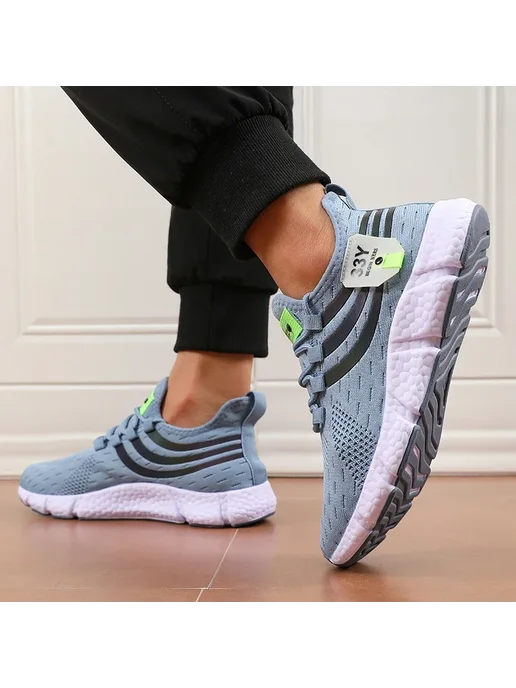 BIG RUNNING Мужская Спортивная Обувь, Легкая Дышащая Обувь С Сетчатым Ве, голубой, фото 4