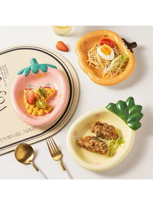 Нет бренда Керамические фруктовые тарелки Pineapple Plate, розовый, фото 5