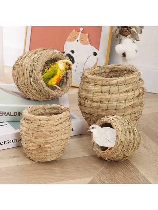 Нет бренда Бамбуковое гнездо для птицы XL grass nest, вариант, фото 2