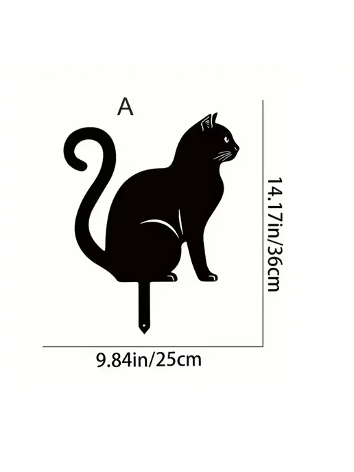 Нет бренда Садовый декор "Welcome" с кошкой, TY4867, черный, фото 5
