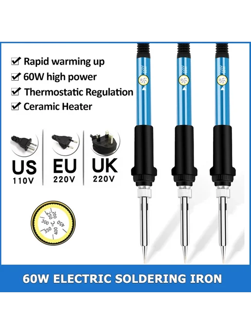 Нет бренда Паяльник электрический 60 Вт, 220V EU Plug, 60 Вт, фото 2