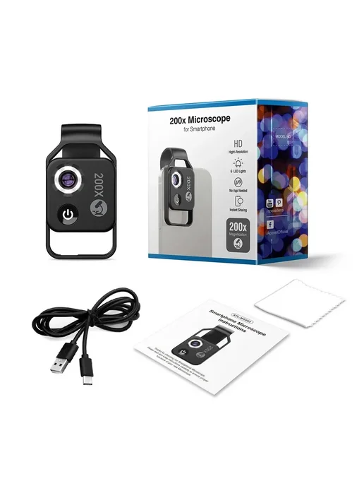 Apexel Микроскоп карманный 200X с CPL, Black, черный, фото 7