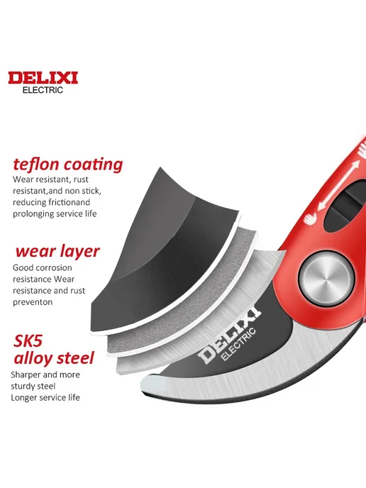 DELIXI ELECTRIC Электрические секаторы DELIXI из нержавеющей стали DHGDP08, красный, фото 3