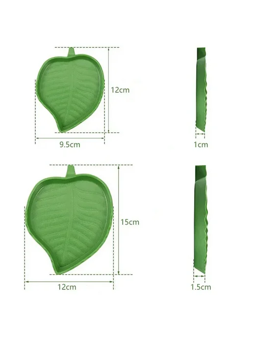 Нет бренда Пластиковая кормушка для рептилий Green PET форма листа L, зеленый, в упаковке 69 г, фото 3