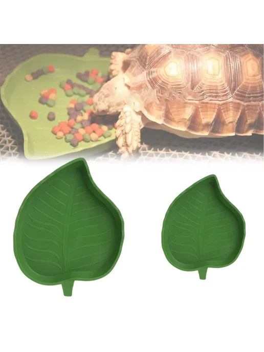 Нет бренда Пластиковая кормушка для рептилий Green PET форма листа L, зеленый, в упаковке 36 г, фото 2