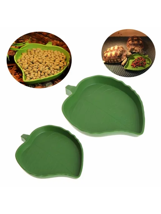 Нет бренда Пластиковая кормушка для рептилий Green PET форма листа L, зеленый, в упаковке 36 г, фото 7