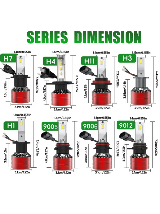Heyword Светодиодные лампы H11, 390W, 129000LM, 6000K, 12V (2 шт.), 390 Вт, фото 3