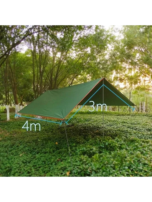 Водонепроницаемый брезентовый тент 5x3м, 4x3м, 3x3м green3x4, 5x3 м, 3 м, фото 5