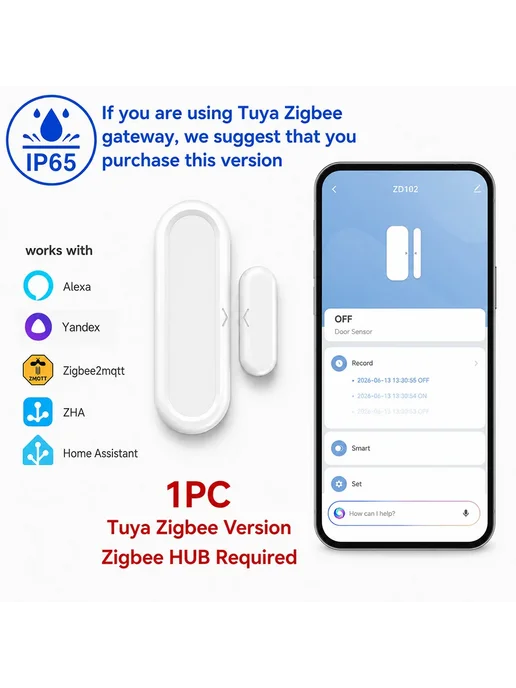 RightSitu Датчик открытия двери окна Zigbee 3.0 IP65 Tuya Zi, вариант