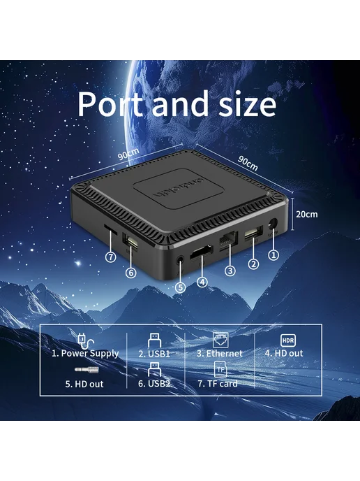 MORTAL Janmifly 2026 Q7 Android 14.0 ТВ-приставка AU Plug, черный, фото 7