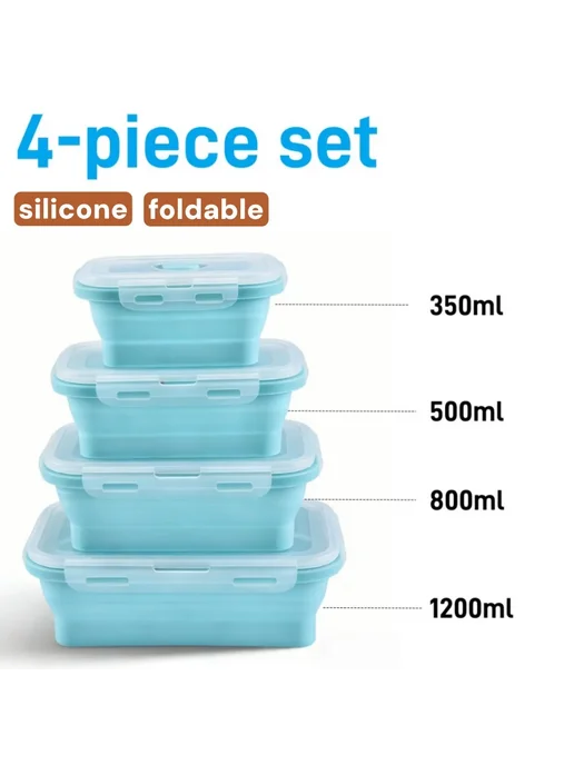 Нет бренда Двухуровневый ланч-бокс Bento silicone 4set, вариант