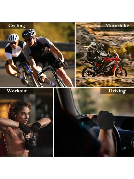 YKYWBIKE Велоперчатки Мужские, Дышащие, С Защитой От Ударов, черный, фото 7