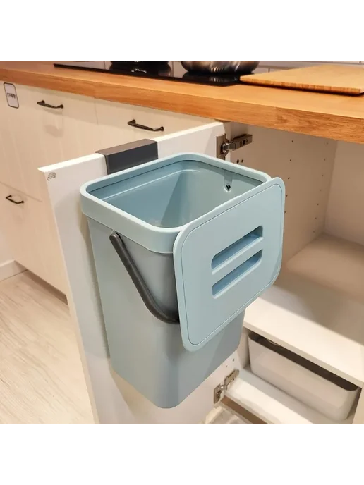 Нет бренда Компактное мусорное ведро 3 5 л для кухни и офиса blue3L, 5 л, 3 л