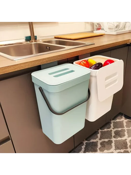 Нет бренда Компактное мусорное ведро 3 5 л для кухни и офиса blue3L, 5 л, 3 л, фото 6