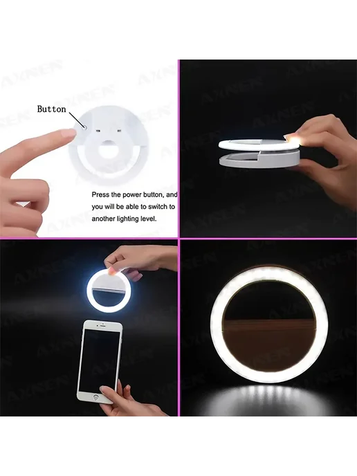 axnen USB-заряжаемая Светодиодная Кольцевая Лампа-мини-кольцо С Кр, вариант, фото 4