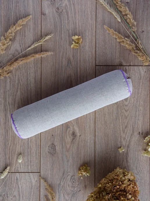 BIO-TEXTILES Валик для спины и шеи с лузгой гречихи 40х10 чехол рогожка, Набор Валиков лавандой шеи, фото 4