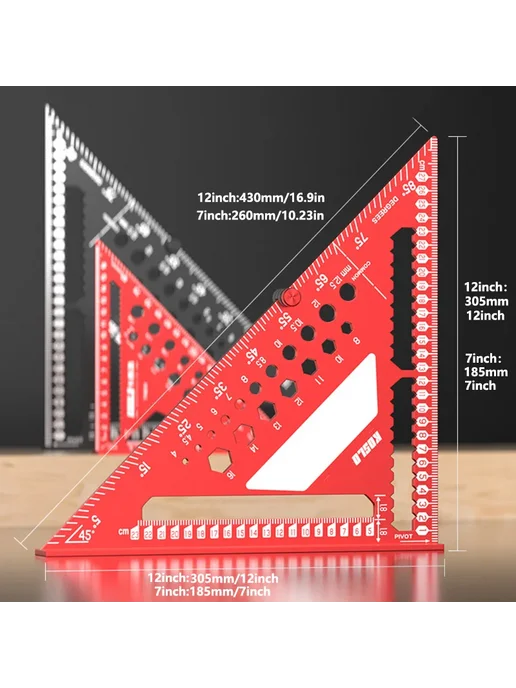 Нет бренда Многоугольный угломер из алюминиевого сплава 12inch Red, черный, фото 3