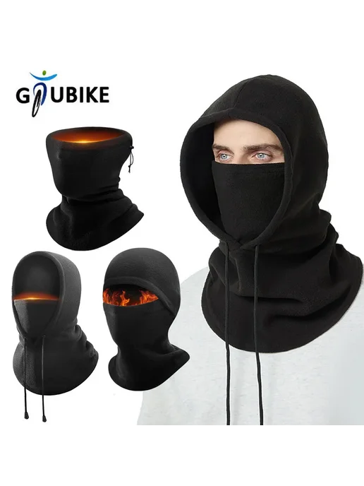 Нет бренда Черная термомаска-балаклава GTUBIKE TT019-Black, черный, фото 2