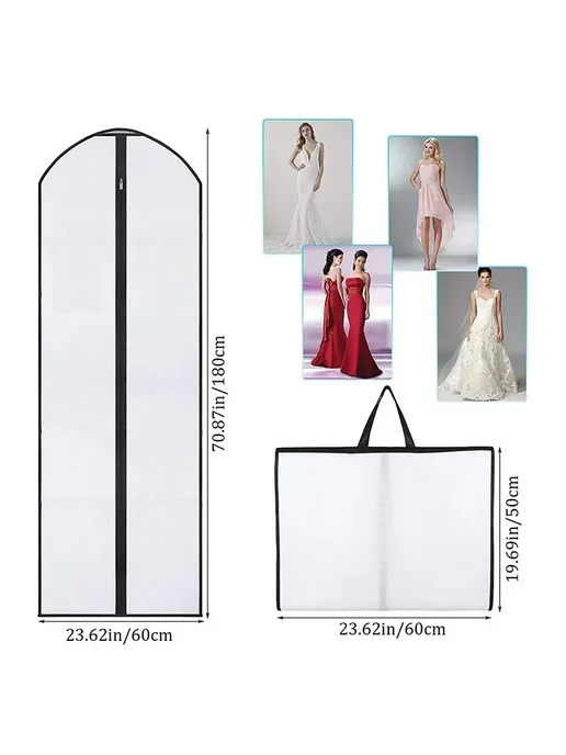 Нет бренда Пылезащитный чехол для одежды 60x180 см white 1pc, 60x180 см, фото 3