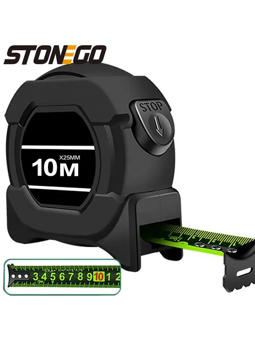 Нет бренда Самоблокирующаяся рулетка STONEGO 10 м x 25 мм, 10 м, фото 2