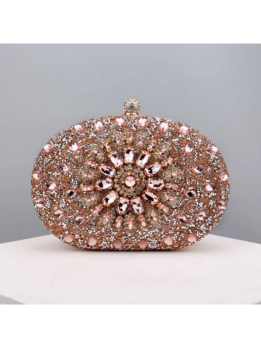 GLOIG Розовый клатч с кристаллами, YM3108champagn, розовый