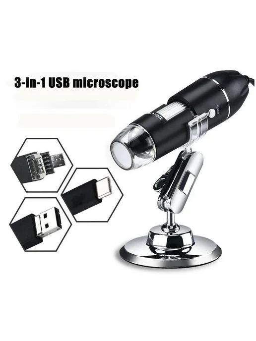 lefavor Портативный USB-микроскоп 500X-1500X 1000X, bracket, 1000X 3 in 1