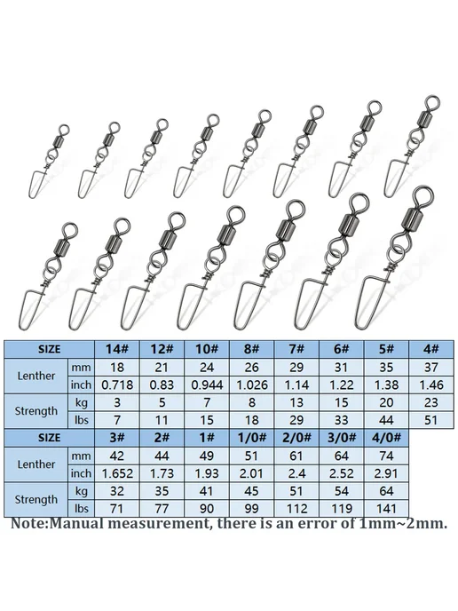 9KM DWLIFE Рыболовные вертлюги 9KM Coastlock 50 шт. Size1-0, 50 шт, фото 3