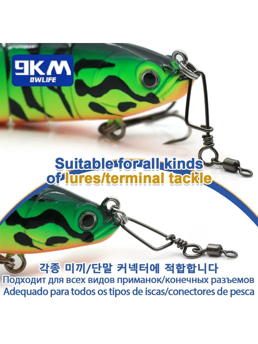 9KM DWLIFE Рыболовные вертлюги 9KM Coastlock 50 шт. Size1-0, 50 шт, фото 5