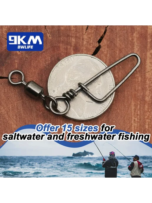 9KM DWLIFE Рыболовные вертлюги 9KM Coastlock 50 шт. Size1-0, 50 шт, фото 7