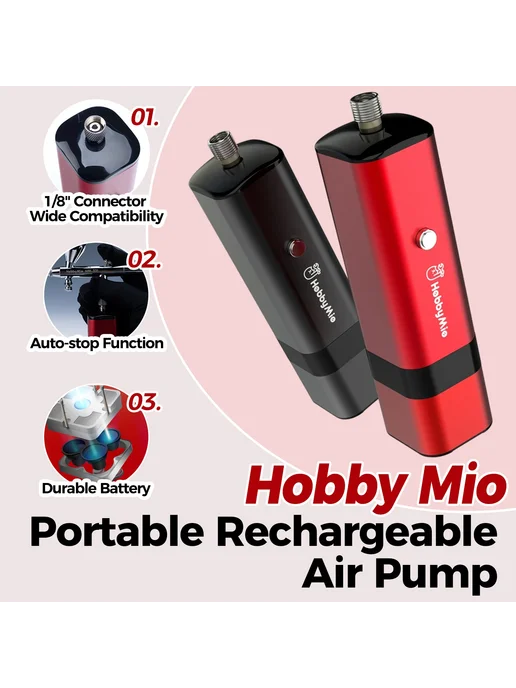 Нет бренда Портативный компрессор HobbyMio HM-02 PRO Dual-action Kit1, вариант, фото 5