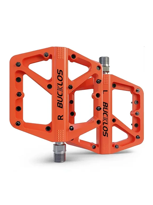 BUCKLOS Педали MTB черные нейлон 9 16 Оранжевый, Orange Peda, черный