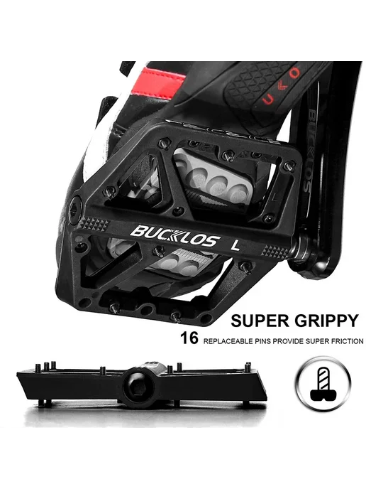 BUCKLOS Педали MTB черные нейлон 9 16 Зеленый, Green Pedal, черный, фото 7